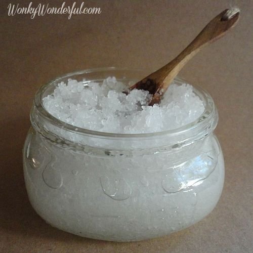 Homemade Coconut Salt Scrub for Cracked Heels