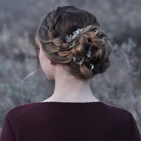 hair, hairstyle, chignon, long hair, headgear,