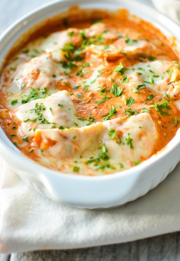 Baked Ravioli with Vodka Sauce