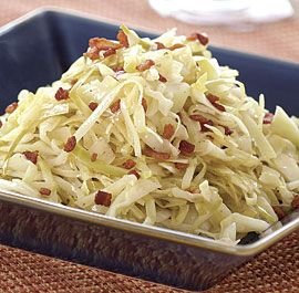 Warm Cabbage Slaw with Bacon Dressing