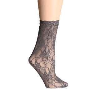 Lacy Steps Gray Ankle Socks