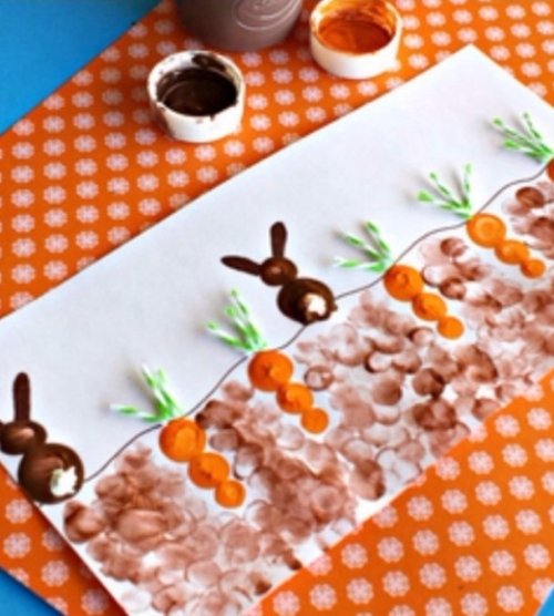 Fingerprint Carrot and Bunny Craft