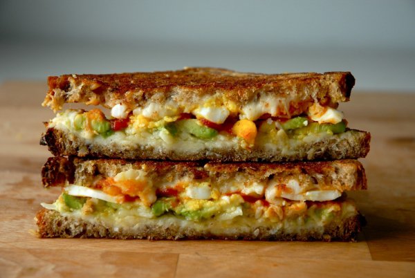 CASA BOLO, AVOCADO, EGG, and SRIRACHA GRILLED CHEESE