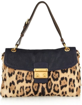 Miu Miu Leopard Print Calf Hair Shoulder Bag