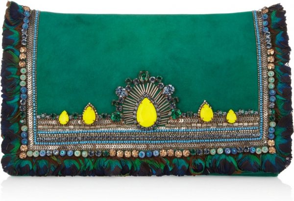 Matthew Williamson Swarovski Crystal-embellished Suede Clutch