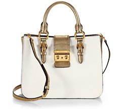 Miu Miu Madras Bicolor Leather Tote