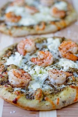 Shrimp and Pesto Pizza with Goat Cheese