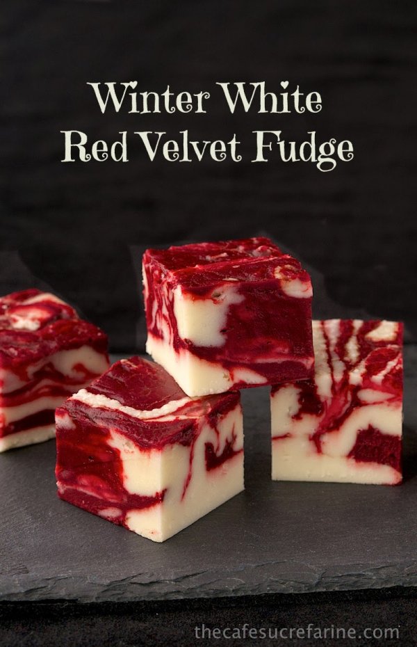 Winter White Red Velvet Fudge