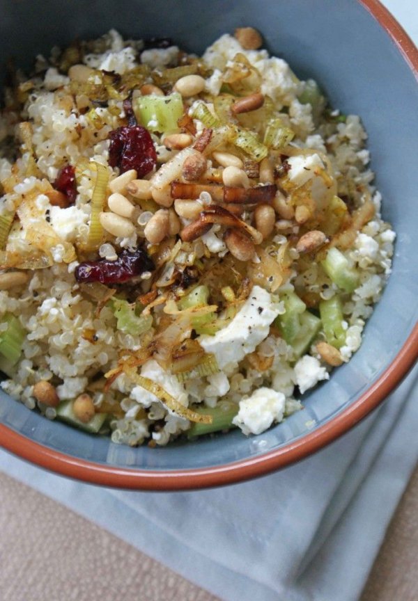 Quinoa Salad with Sauteed Leeks and Feta