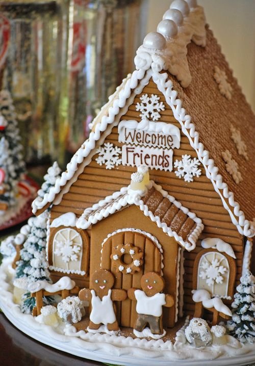 unique log cabin gingerbread house