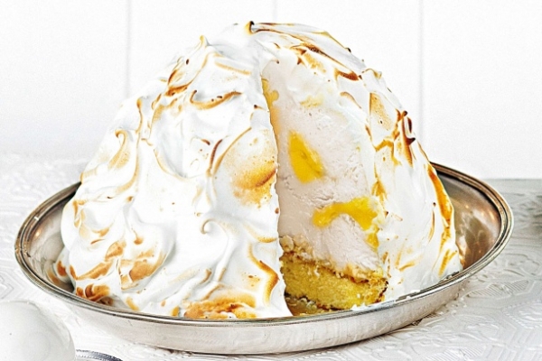 Frozen Lemon Cheesecake Bombe Alaska