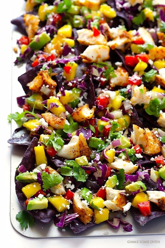 Rainbow Fish Taco Nachos