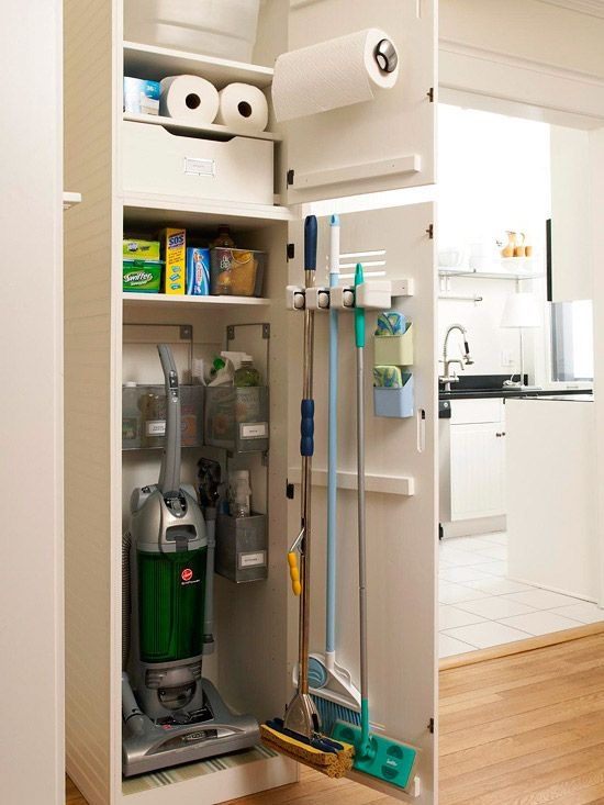 A Narrow Closet Nook for Cleaning Supplies