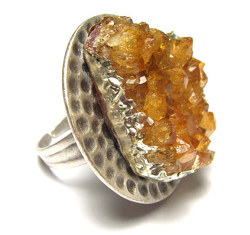 Raw Druzy Stalactite Citrine Ring