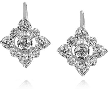 Stone White Gold Diamond Earrings