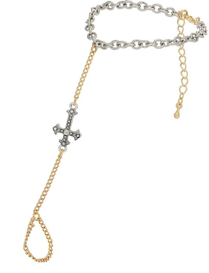 Topshop Cross Chain Hand Bracelet