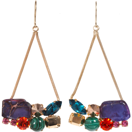 Iosselliani Multicolor Rock & Crystal Chandelier Earrings