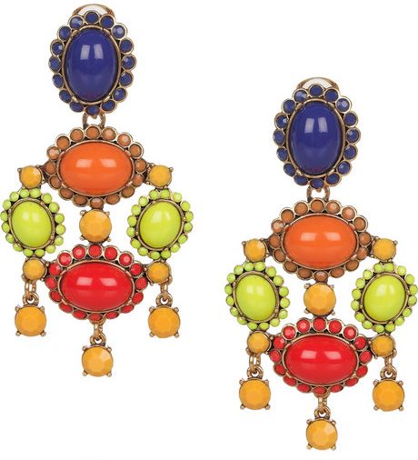 Oscar De La Renta Cabochon Clip Earrings