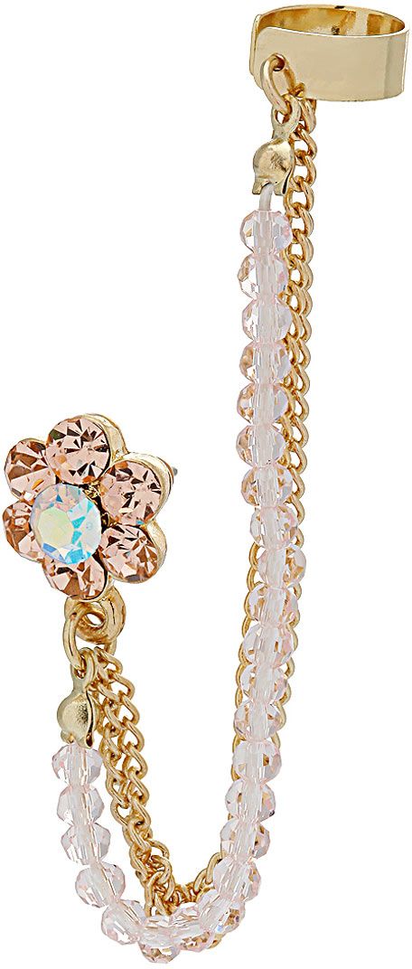 Pastel Pink Flower Ear Cuff