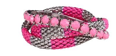 Three-Row Neon and Mesh Stretch Bracelet