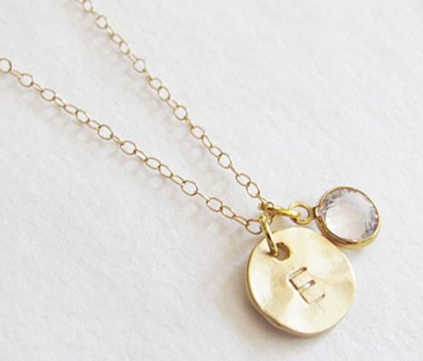 Initial Charm with Swarovski Charm Necklace