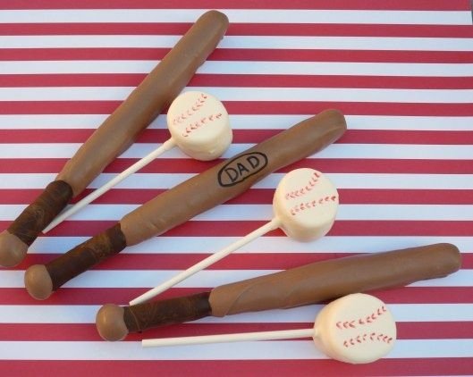 Chocolate Covered Pretzel Bats Marshmallow Pop Baseballs