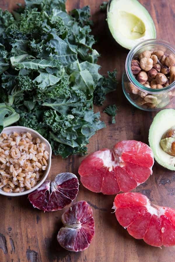 Raw Kale, Grapefruit and Toasted Hazelnut Salad