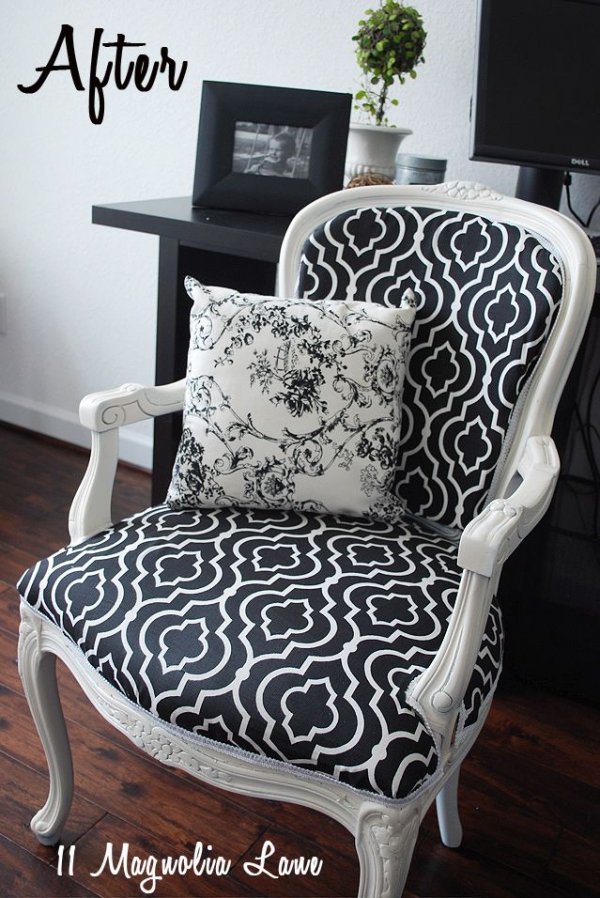 Chair Reupholstered in Black and White