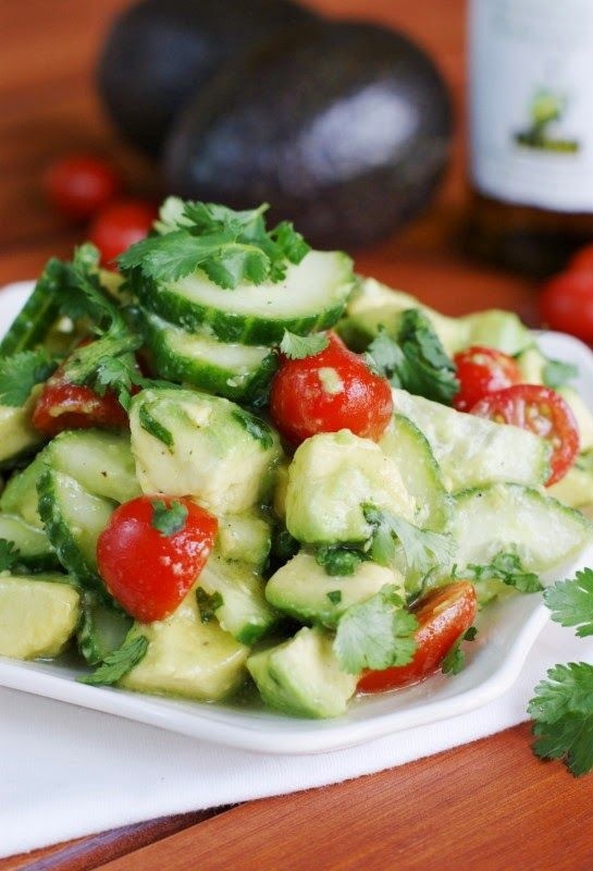 Simple Cucumber, Tomato, Avocado, & Cilantro