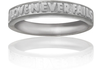 Silver “Love Never Fails” Purity Ring