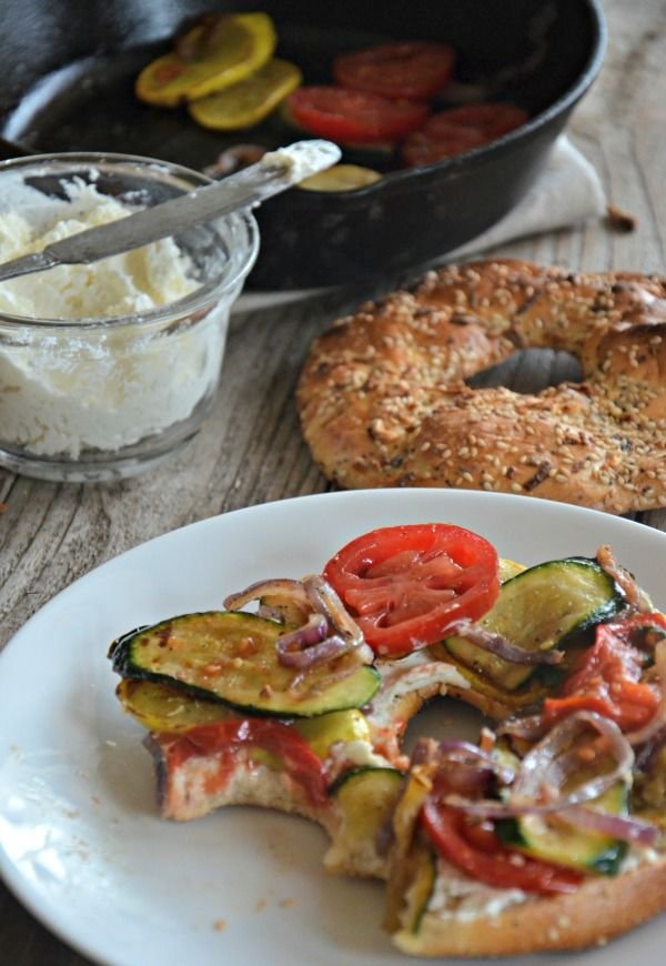 Sautéed Veggie Breakfast Bagel Sandwich