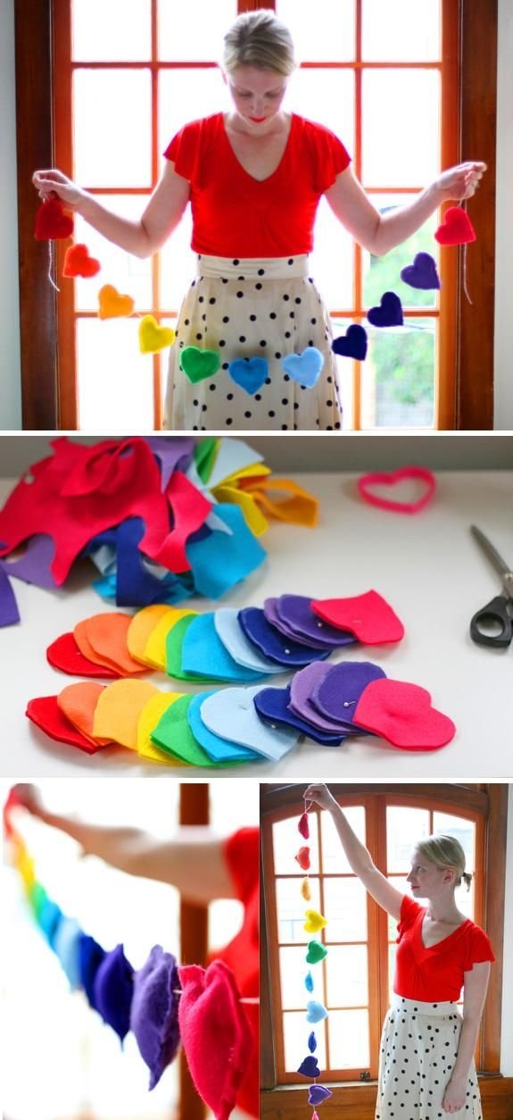 Felt Rainbow Heart Banner