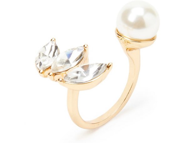 Rhinestone Faux Pearl Ring