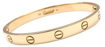 Cartier Love Yellow Gold Bangle Bracelet Size 17