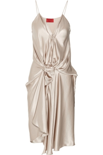 Lanvin Draped Silk-Satin Dress