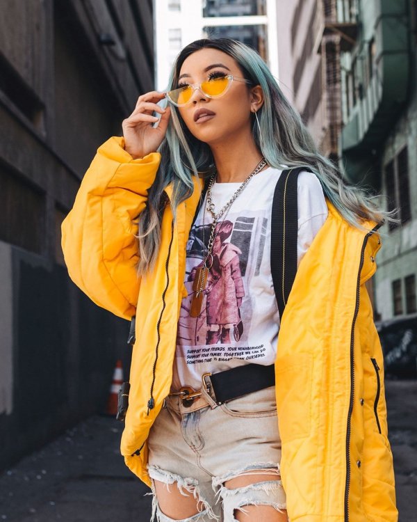 Street fashion, Yellow, Orange, Clothing, Fashion,