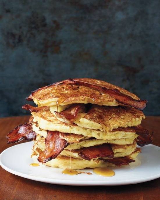 Cheesy Bacon Pancakes