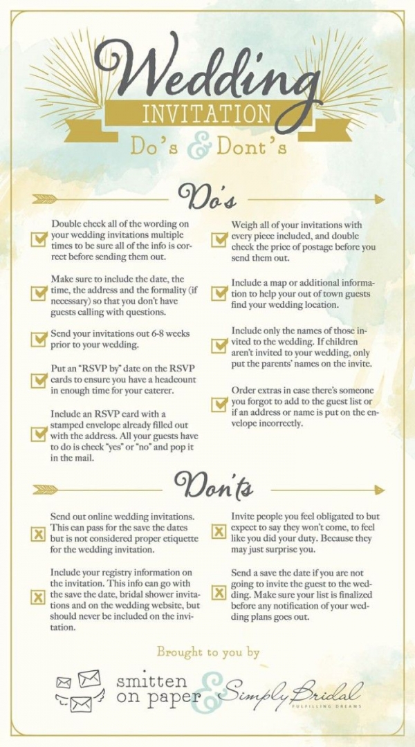 Dos and Don’ts for Your Wedding Invitation