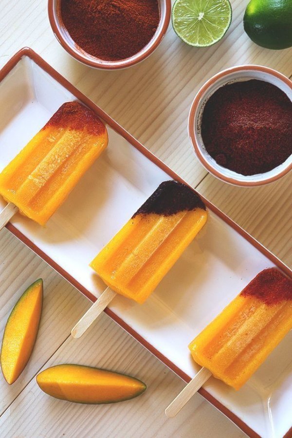 Tequila Mango Popsicles with Chili