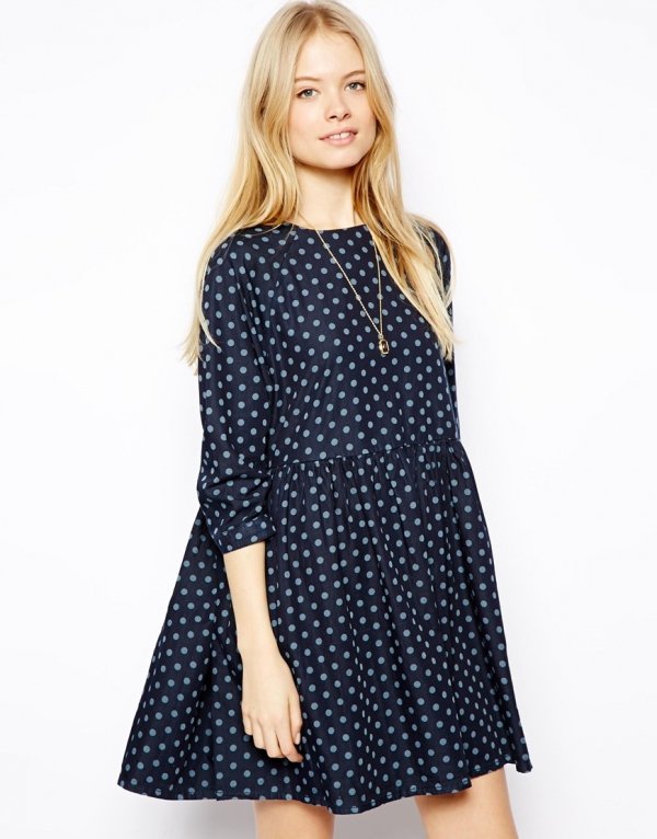 ASOS Denim Spot Smock Dress