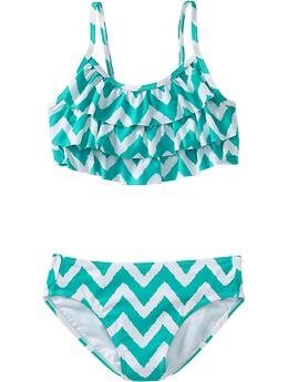 Tiered Chevron Print Bikini