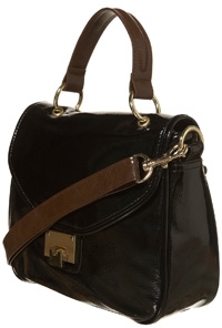 Topshop Black Patent Lock Contrast Handle Bag