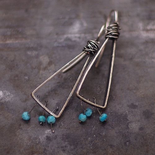 Blue Turquoise Sterling Silver Earrings