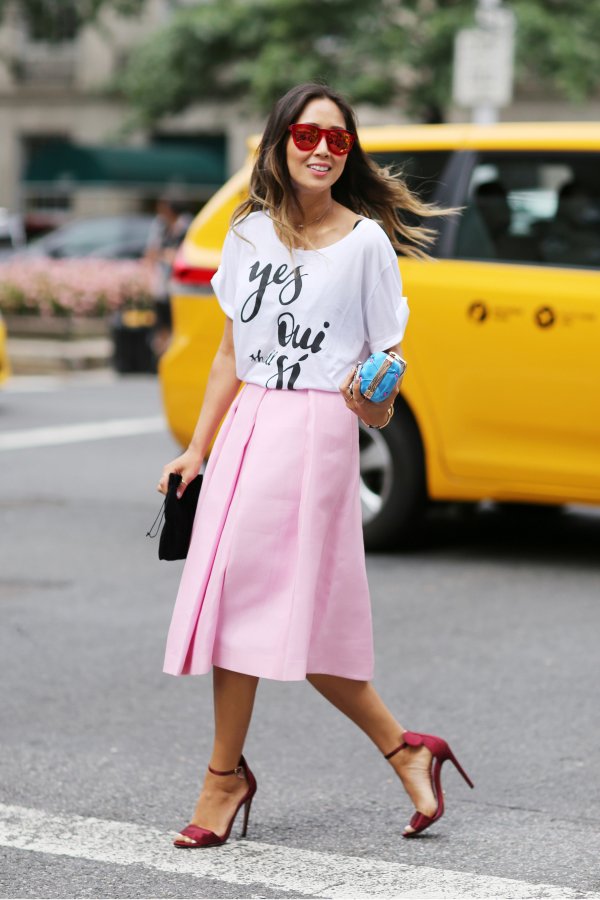 Midi Skirt with White Top