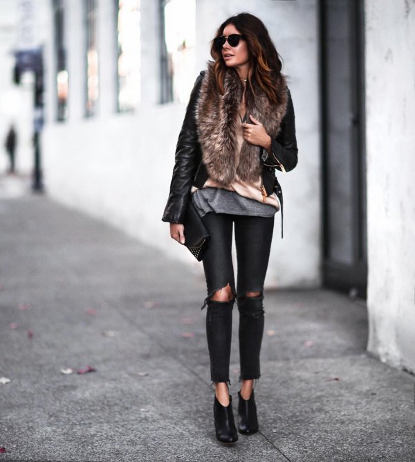 clothing, black, footwear, leather, fur,