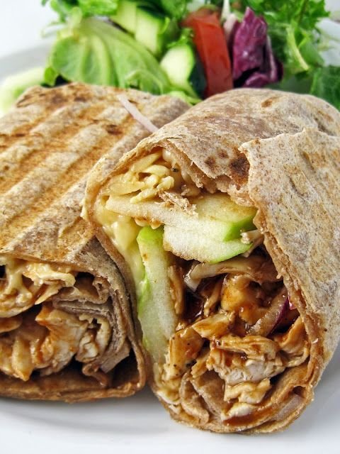 Grilled Barbecue Chicken, Apple, and Smoked Gouda Sandwich Wrap