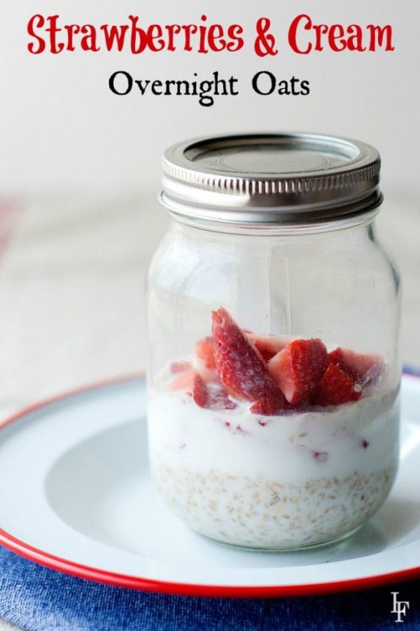 Strawberries and Cream Overnight Oats - Homemade Oatmeal