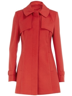 Dorothy Perkins Red Stormflap Slimline Coat