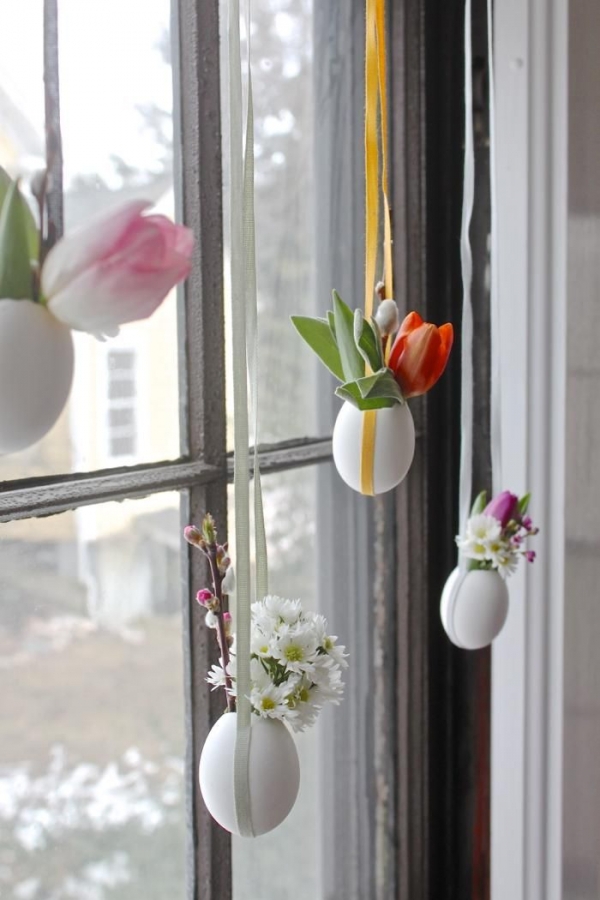 Hanging Easter Posies with Cotton Ribbons