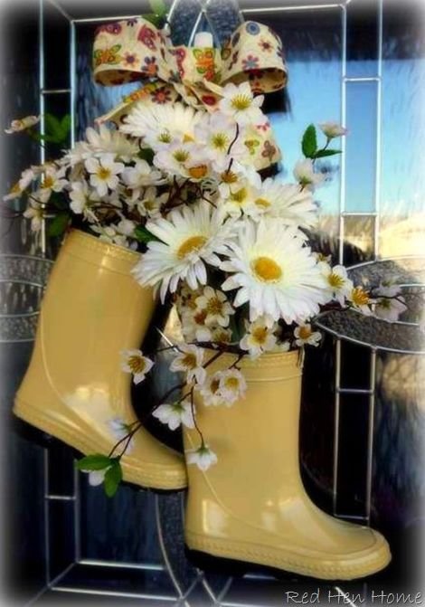 Rain Boots Filled with Flowers